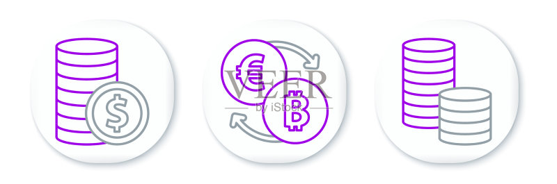带美元硬币线条设计图标素材
