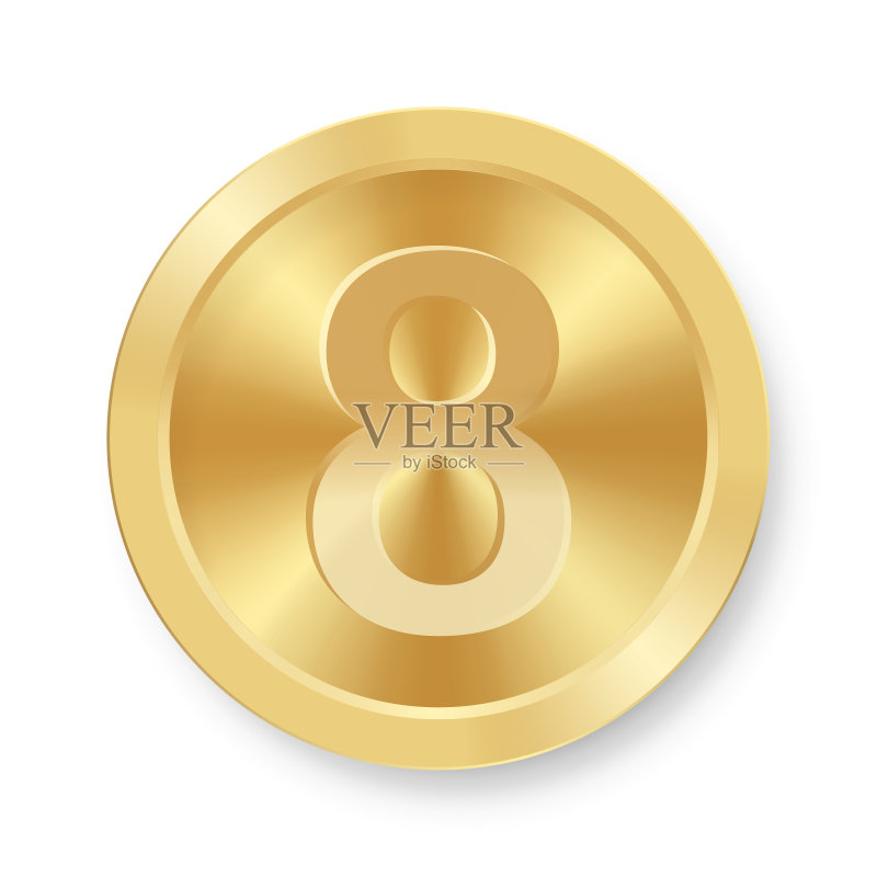 带有数字8的金币，互联网图标概念图标素材