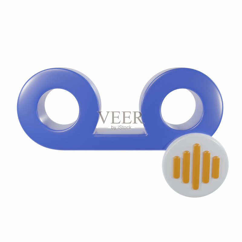 语音邮件通信图标集3D渲染图标素材