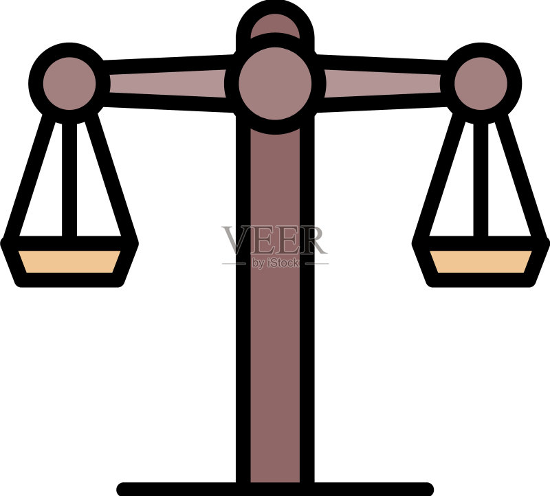 法官平衡图标彩色轮廓图标素材