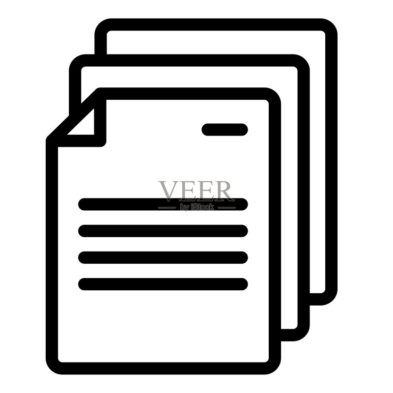 文档纸张线条图标。页面矢量插图，与app隔离的办公室笔记轮廓样式图标素材