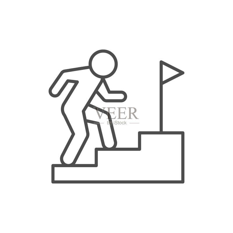 目标达成线性轮廓图标图标素材