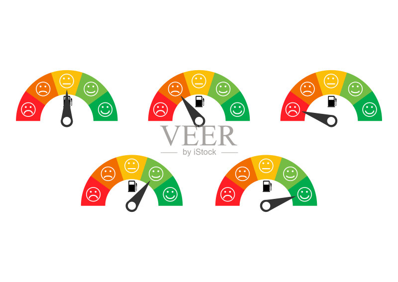 汽车燃油指示器图标集：油量表汽车仪表符号控制标志矢量图图标素材
