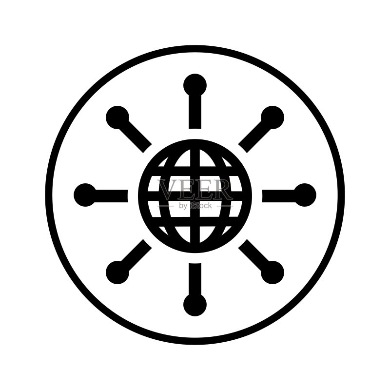 全球网络、国际分销网络图标黑色矢量图形图标素材