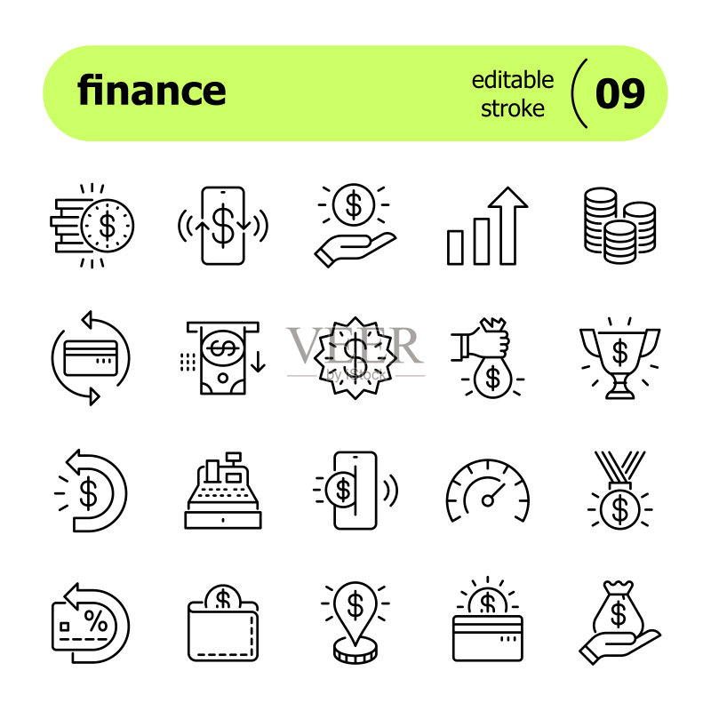 金融线性图标图标素材