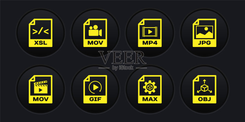 MOV文件、JPG、GIF、MAX、MP4格式图标矢量素材图标素材