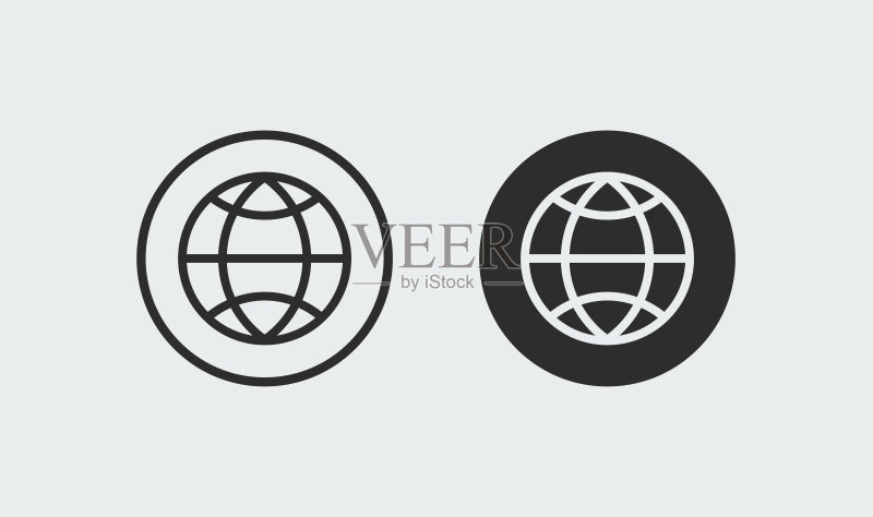 地球线条艺术图标符号模板图标素材