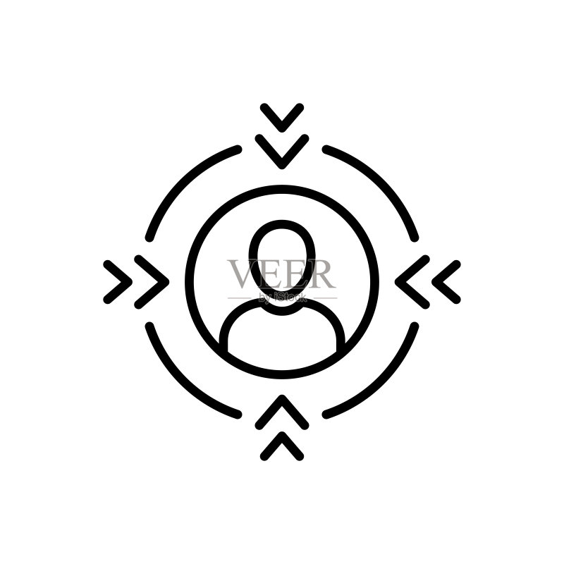 聚焦客户图标，以客户为中心的线性矢量图标素材