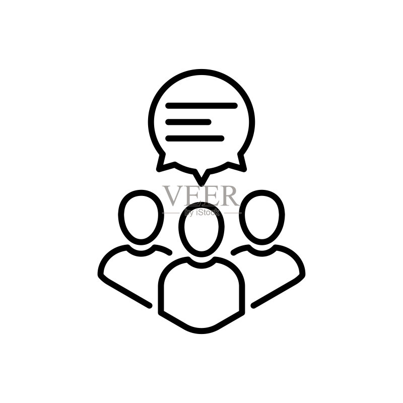 虚拟网络研讨会或聊天室团队合作细线图标图标素材