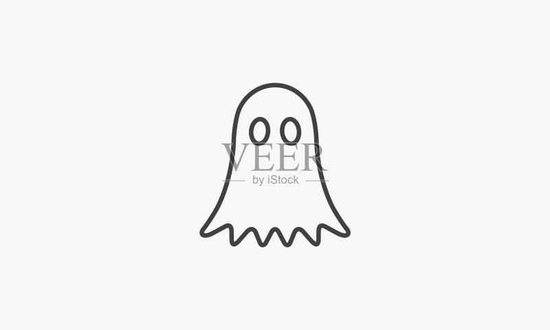 白色背景上的线性幽灵图标图标素材