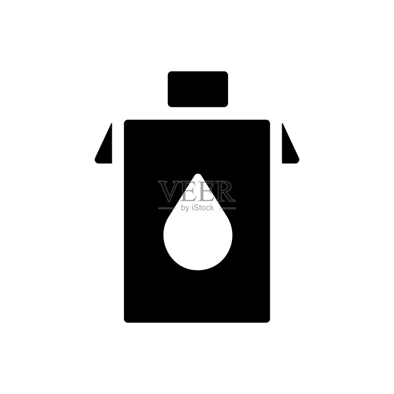 牛奶盒矢量图标：乳制品标志图标素材