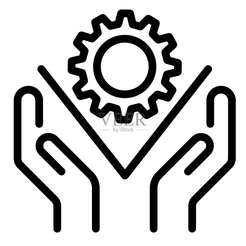 手捧齿轮图标，商业合作矢量图图标素材