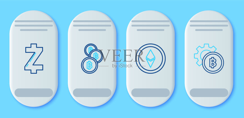 比特币以太坊加密货币线条素材图标素材