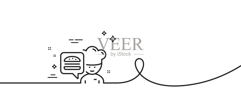 厨师线条图标与汉堡标志图标素材