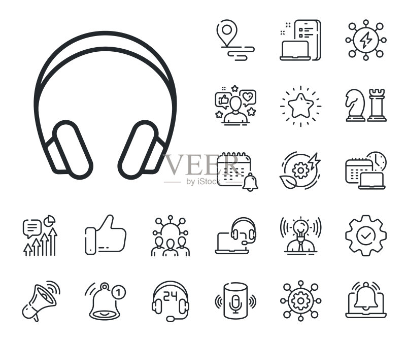 耳机线性图标音乐收听位置标志图标素材