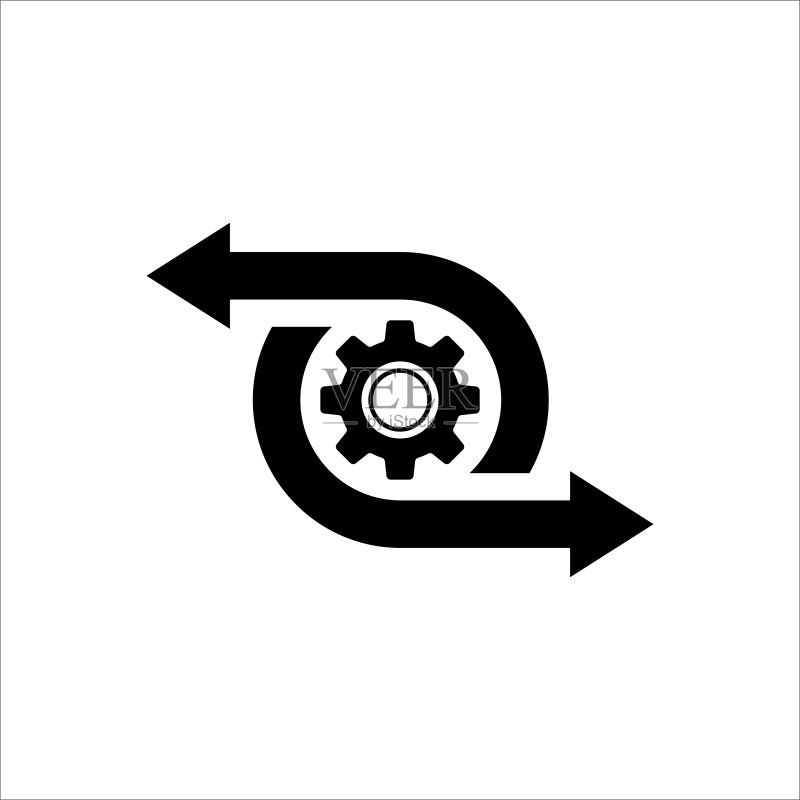 实施或简易操作流程图标。扁平简约潮流现代标志网络图形设计，独立于白色背景。新软件版本图示或容量自动化或引擎部件概念图标素材