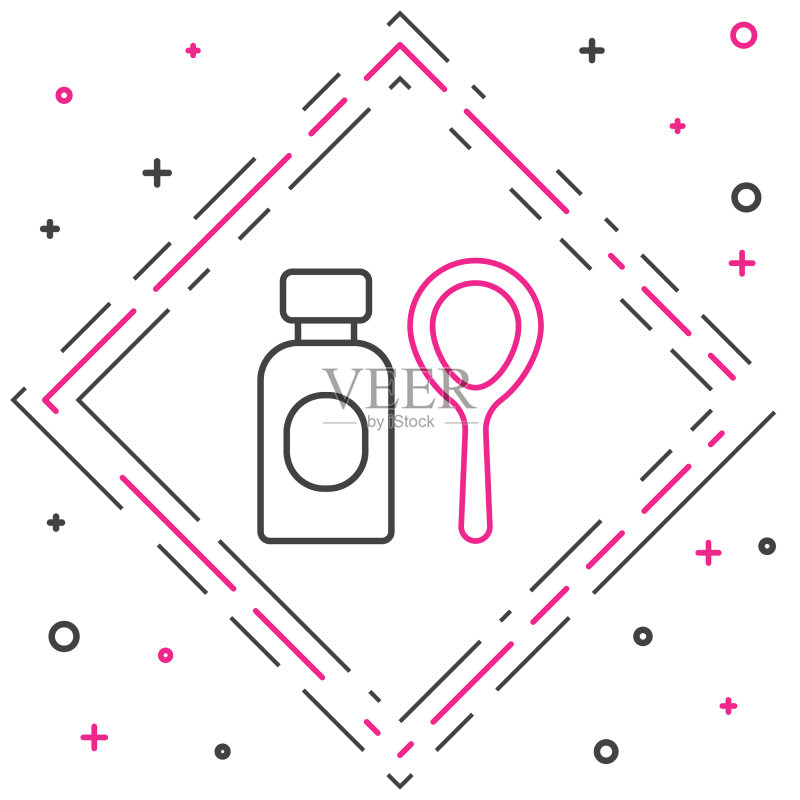 白色背景上的线条肥皂泡泡瓶图标图标素材