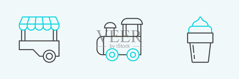 冰淇淋快餐车玩具线条图标素材