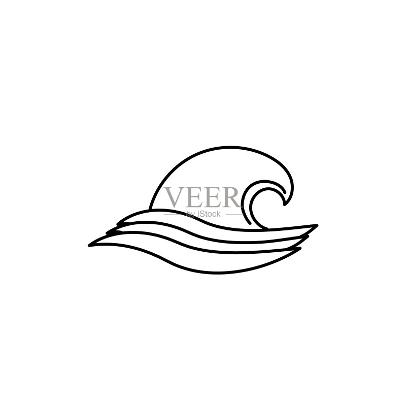 夏季海浪细线风格图标图标素材