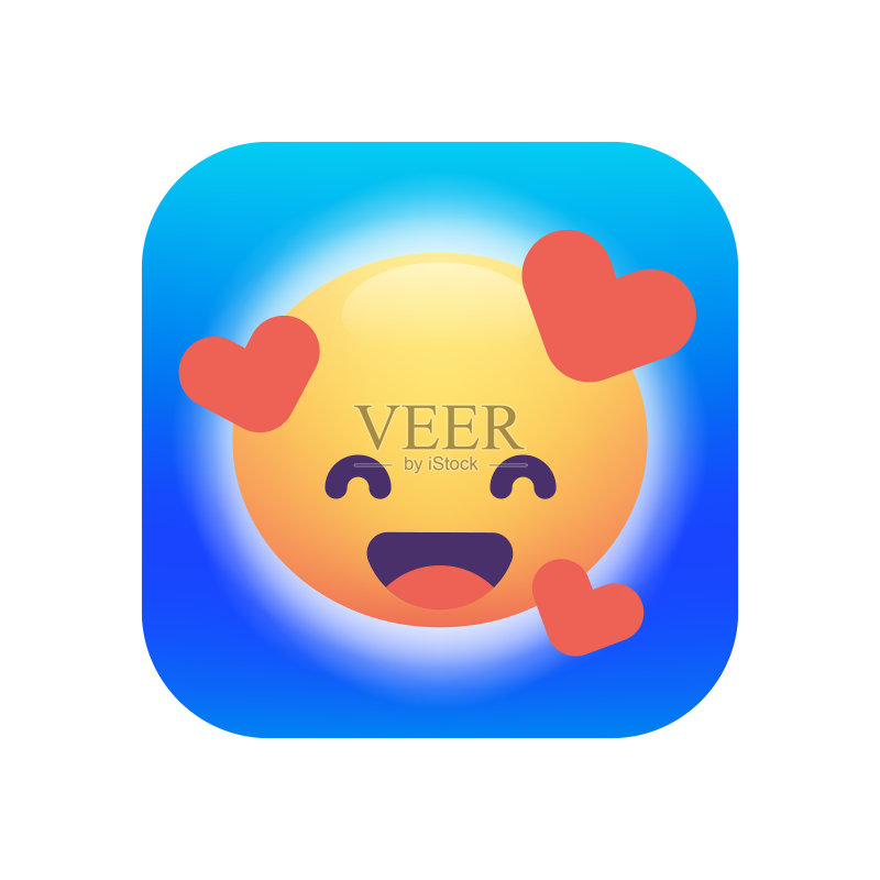 蓝色背景表情符号设计图标素材