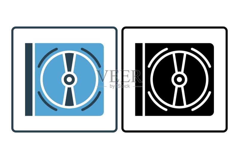 DVD光盘图标。多媒体和娱乐相关图标，适用于网站设计、APP、用户界面。实体图标风格。简单的矢量设计，可编辑图标素材