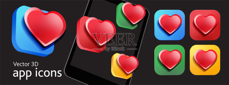 3D社交媒体爱心App图标设计图标素材