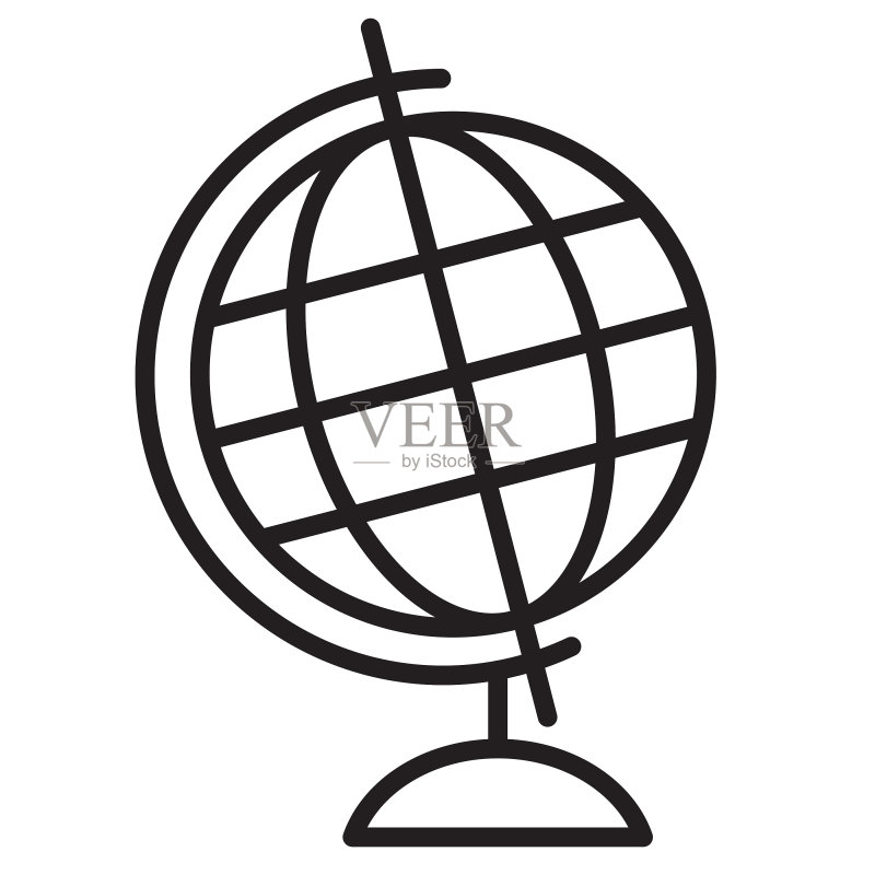 现代全球在线学习和教育图标概念细线风格图标素材