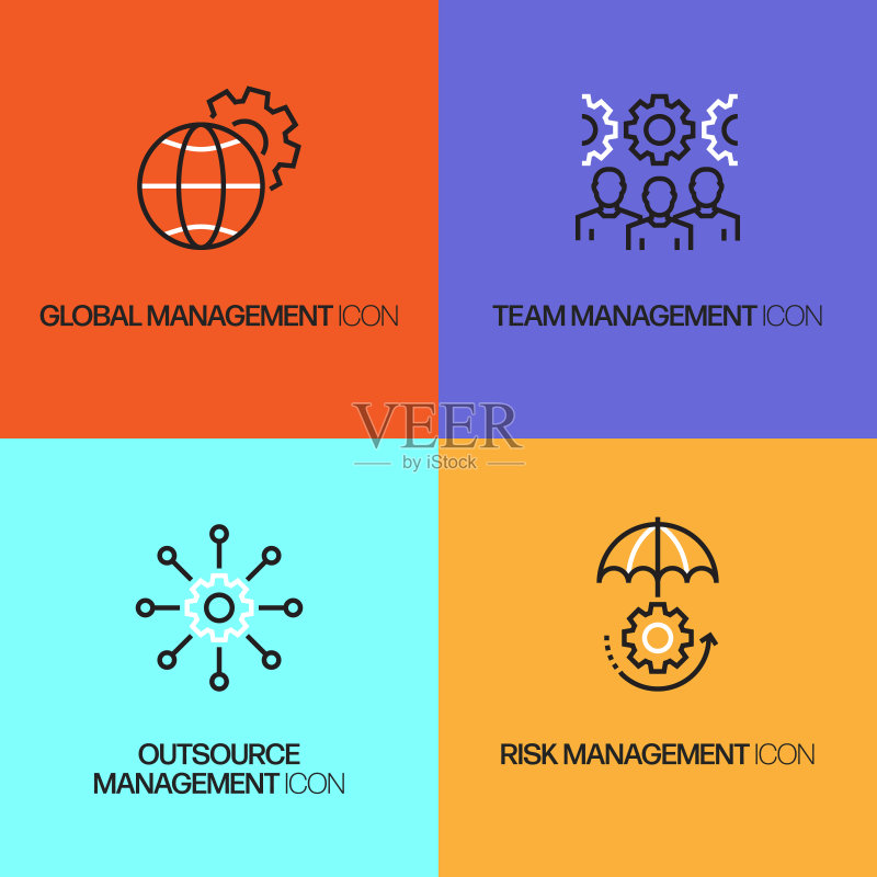 现代商务相关的线条图标矢量符号插图图标素材