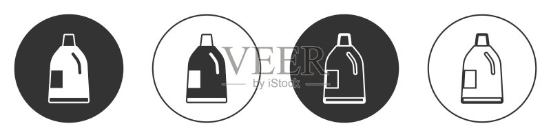 洗衣液漂白剂黑色塑料瓶图标素材