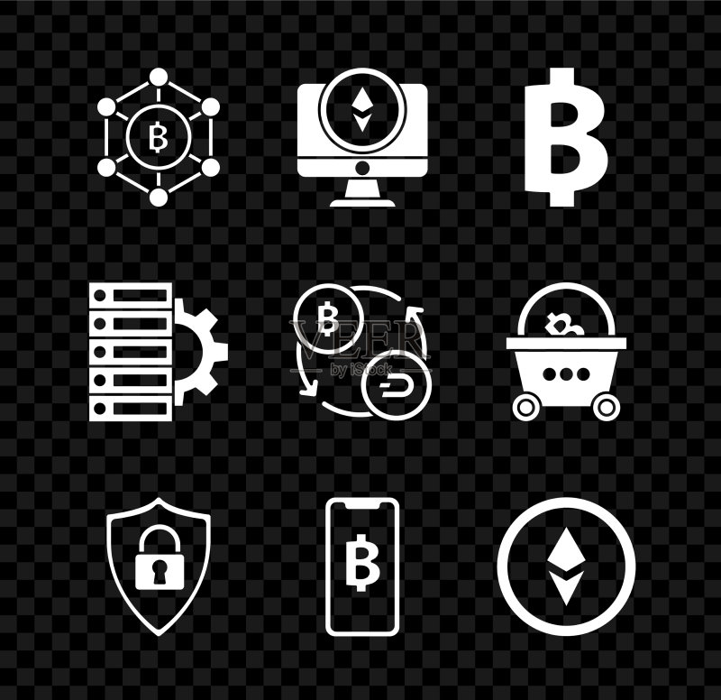 区块链技术比特币监控图标素材