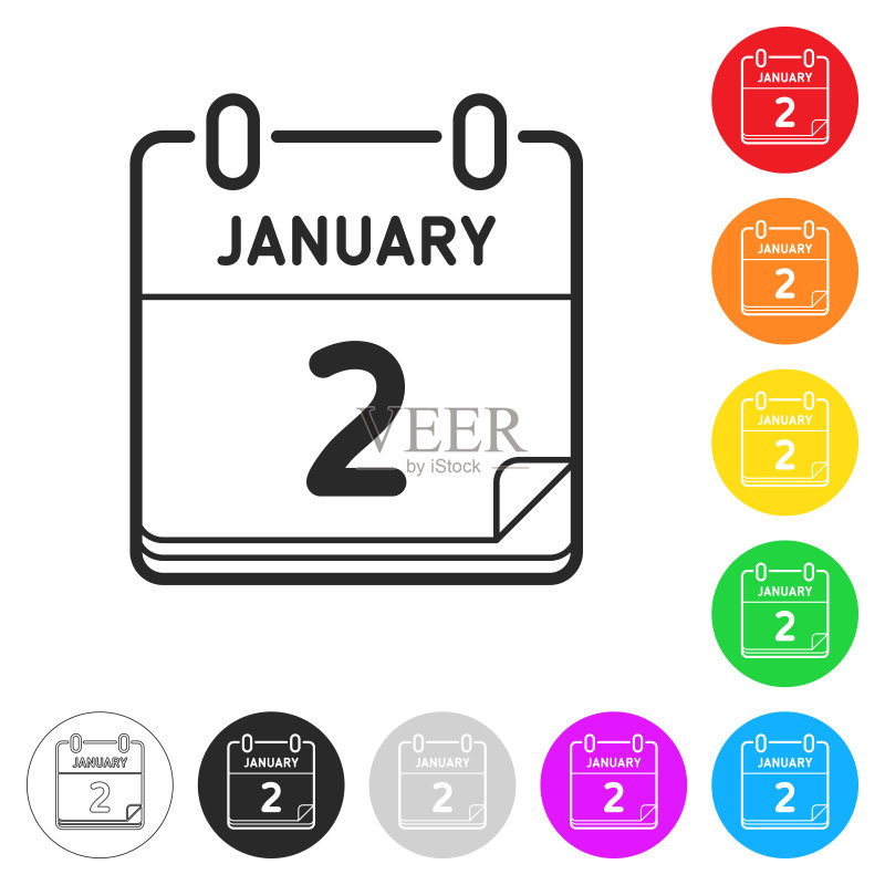 1月2日彩色按钮扁平图标图标素材