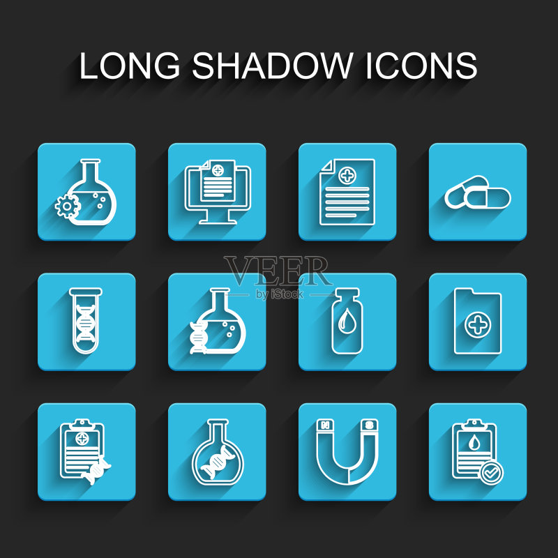 带DNA分析研究的剪贴板线条设置图标素材