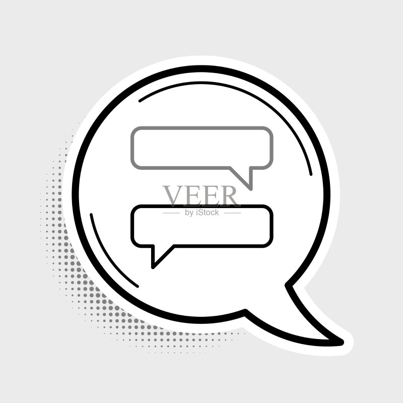 在灰色背景上隔离的线条语音气泡聊天图标图标素材