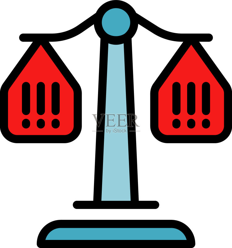 法官平衡图标彩色轮廓图标素材