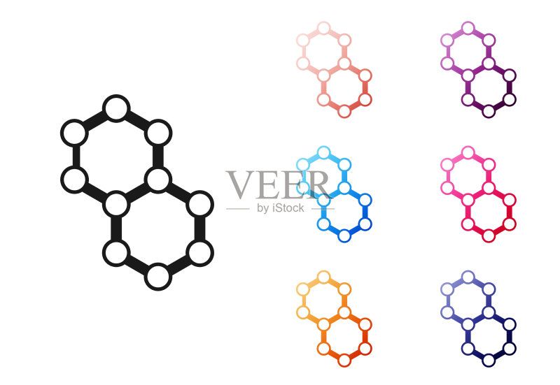白色背景上的黑色分子图标图标素材