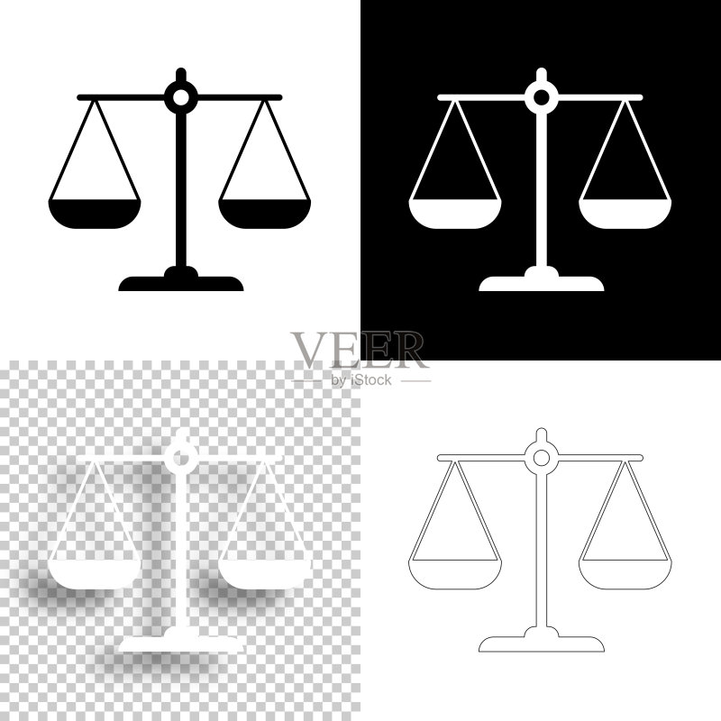 平衡图标设计，黑白线条背景图标素材
