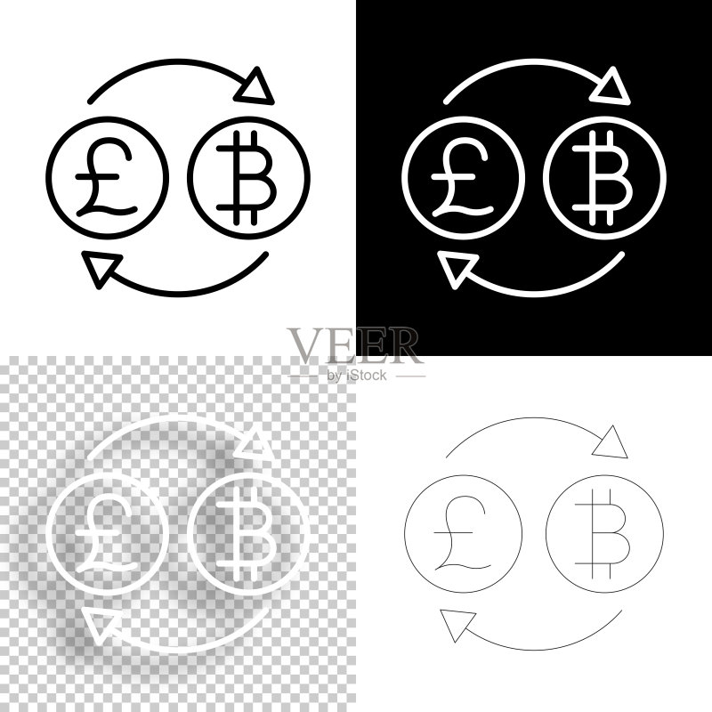 英镑比特币货币兑换线条图标图标素材
