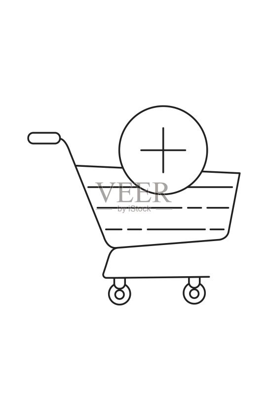 单色购物手推车图标矢量图图标素材