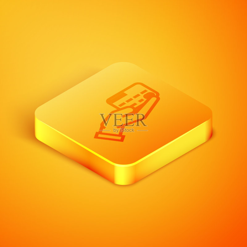 2.5D线条：手持信用卡图标素材