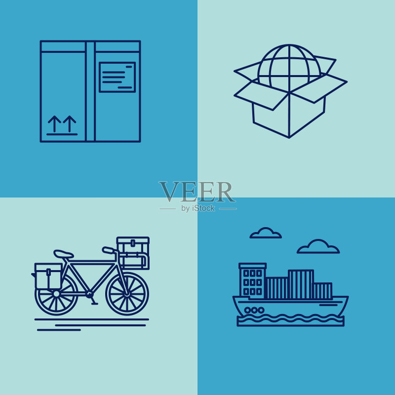物流运输细线图标集图标素材