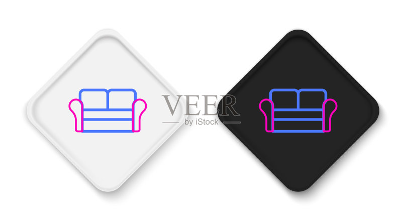 白色背景上的线条沙发图标图标素材