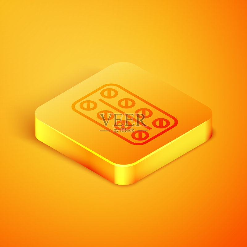 孤立的2.5D线条药丸泡罩包装图标图标素材