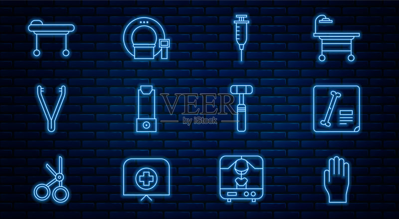 X光片医疗橡胶手套线性图标图标素材