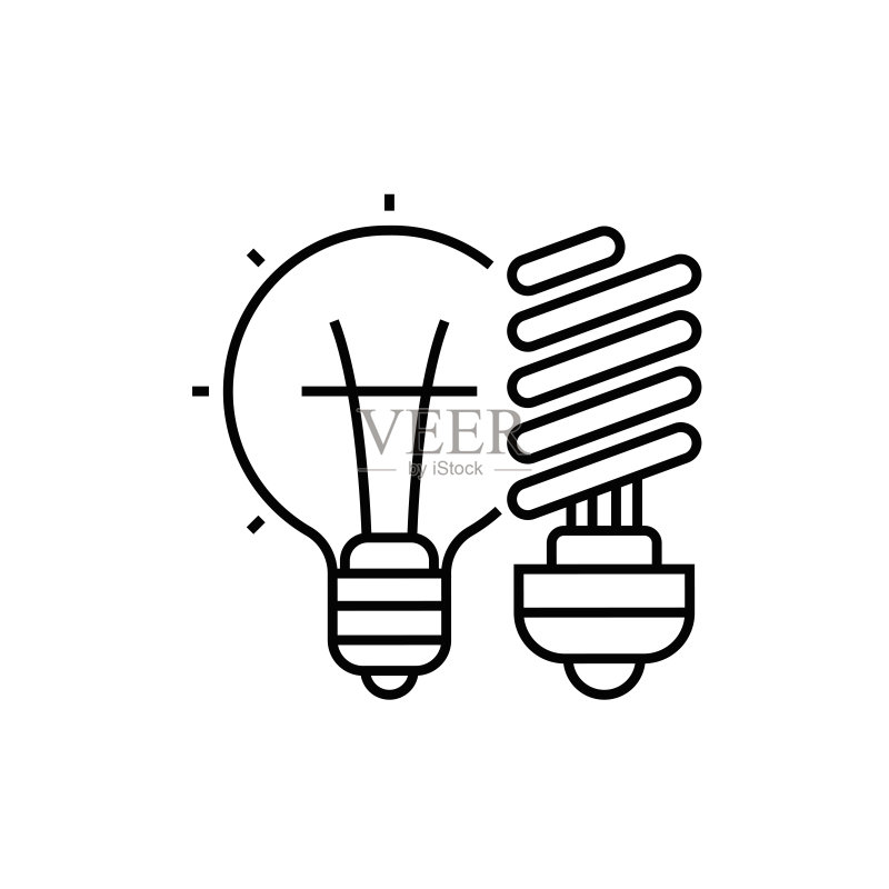 灯泡回收线性图标图标素材