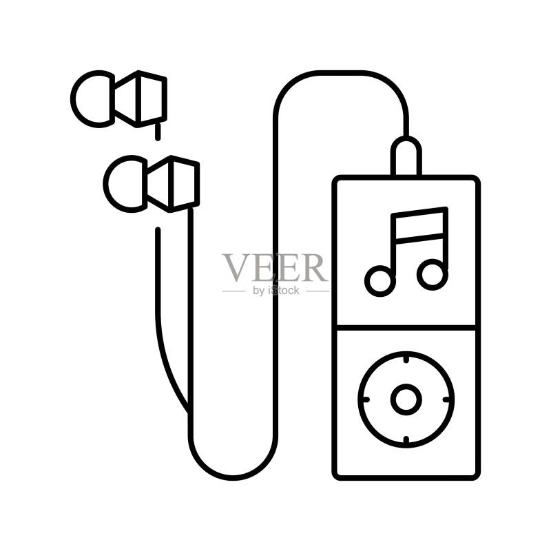 MP3播放器线性图标矢量图图标素材