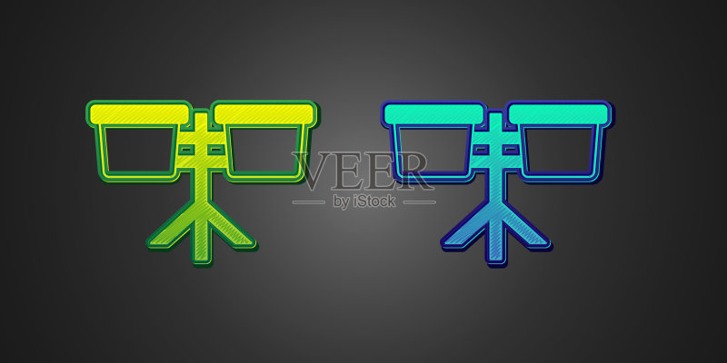 绿蓝邦戈鼓黑色背景图标素材