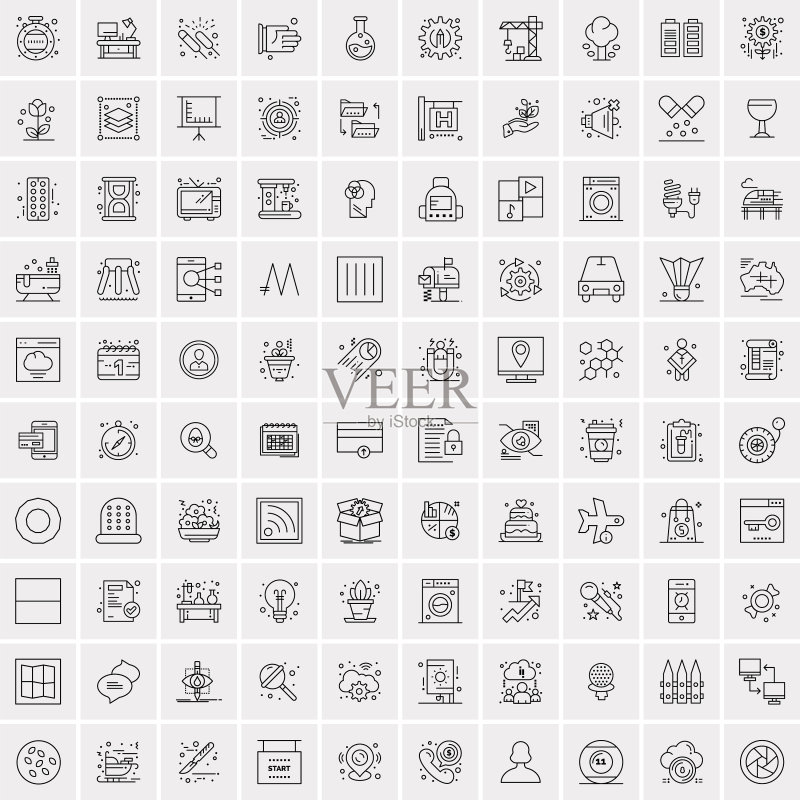 100个商业图标通用设置的web和图标素材