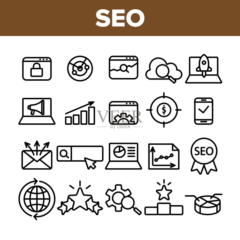 SEO搜索引擎优化图标图标素材