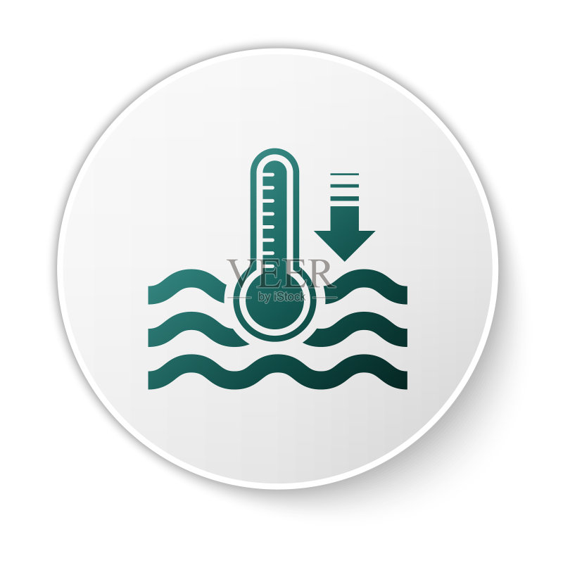 测量冷热的绿色水温计图标素材