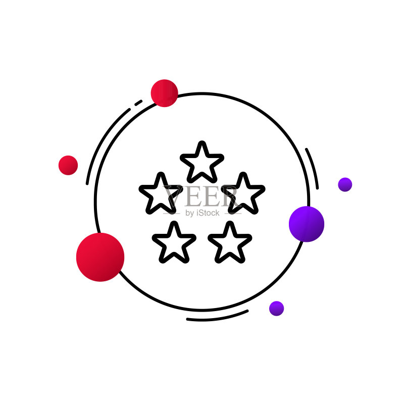 星线图标。圆形五角星。成就概念。商业和广告矢量线图标图标素材